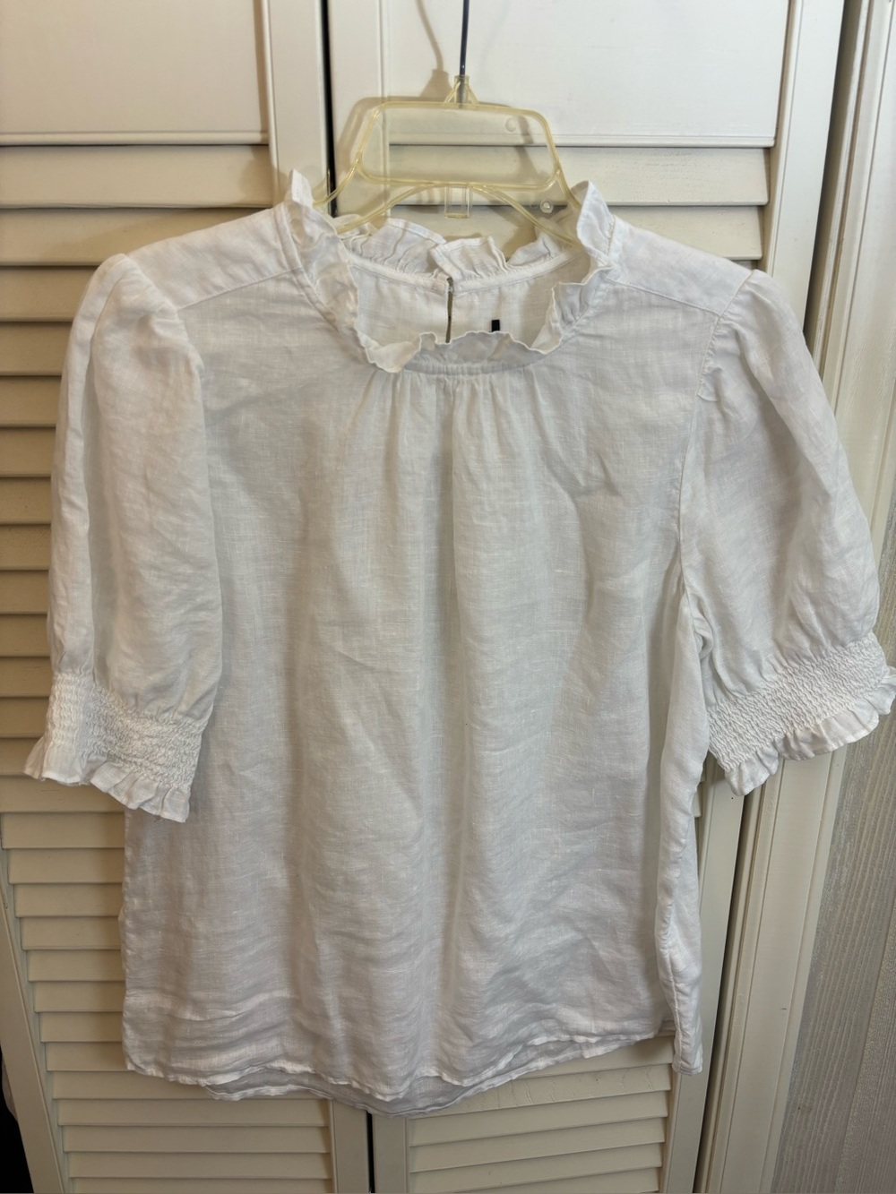 J.Crew Ruffle Neck & Smocked Sleeve Top